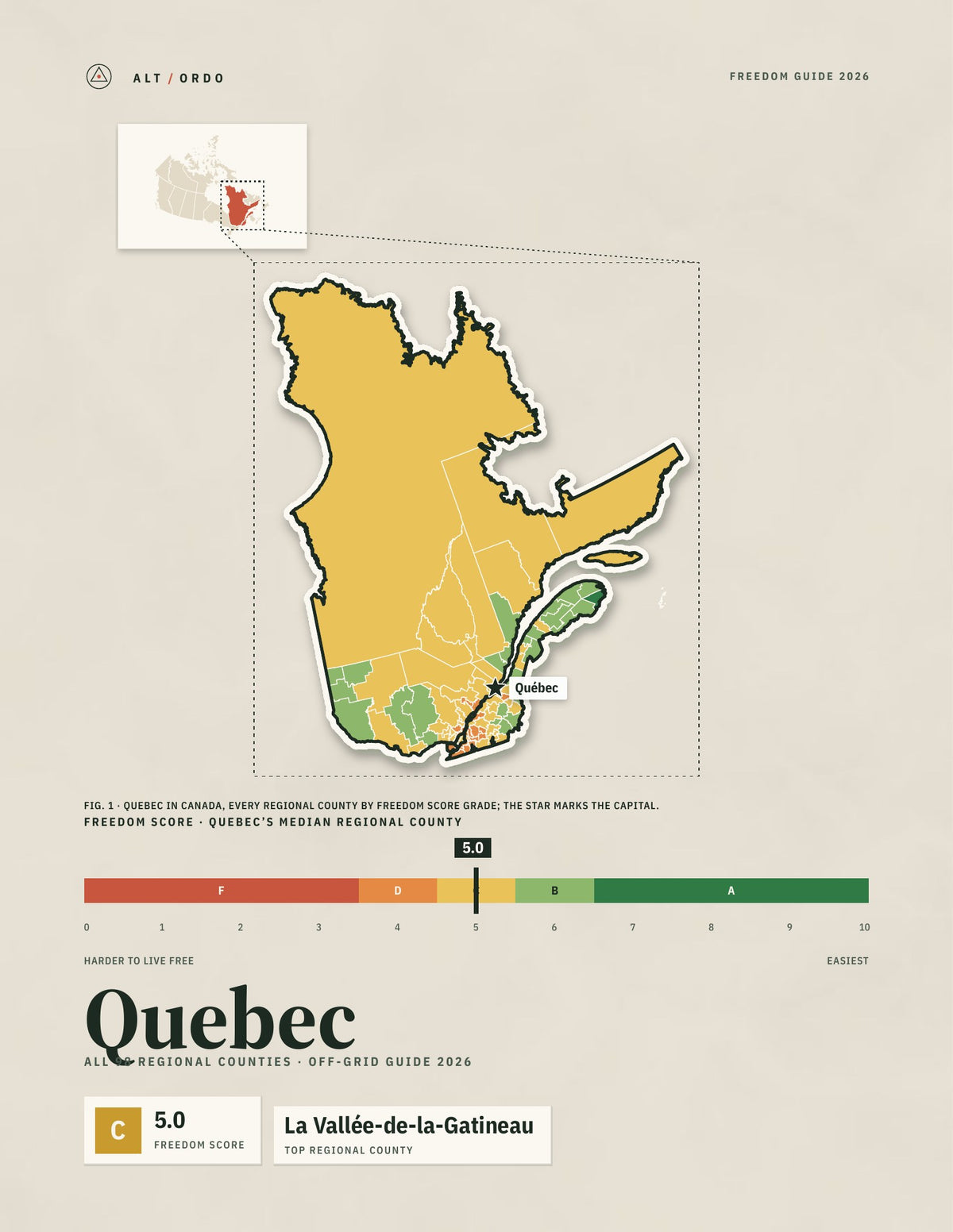 Quebec Off-Grid Guide 2026: All 98 Regional Counties