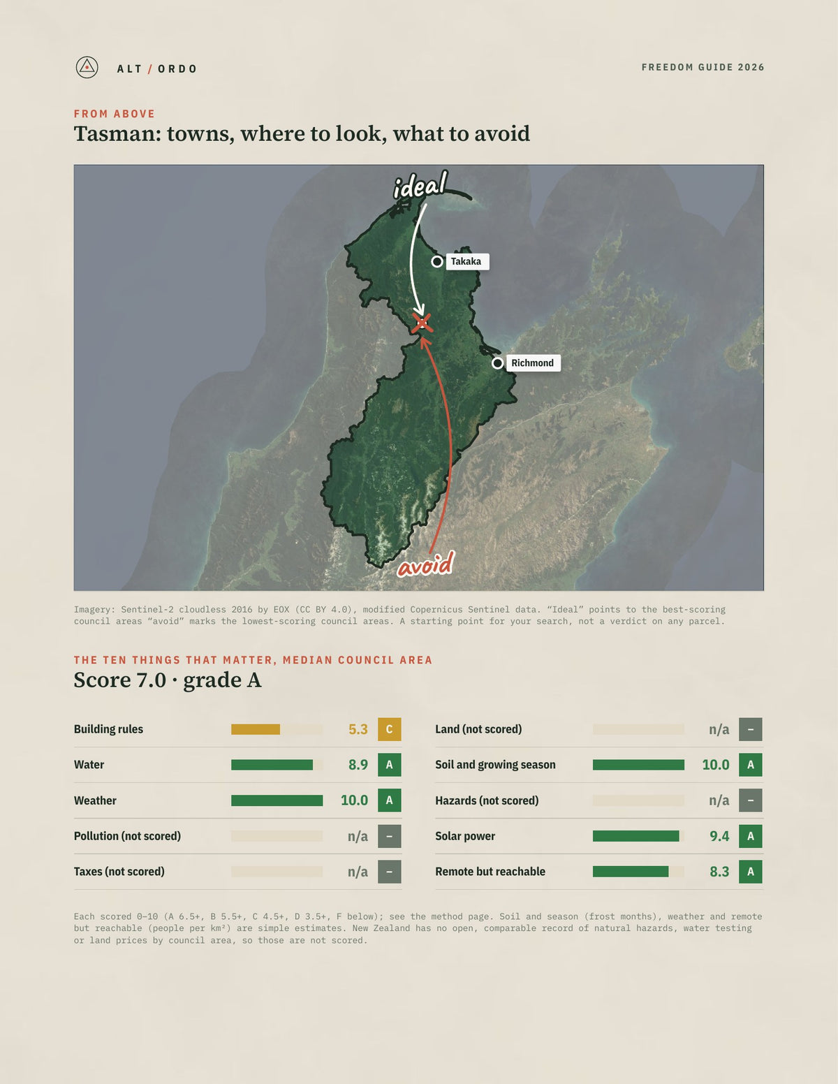 Tasman Off-Grid Guide 2026 from above
