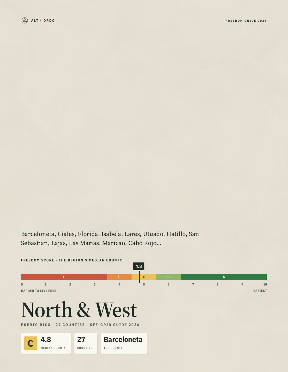 North & West, Puerto Rico Off-Grid Guide 2026: 27 Counties Rated