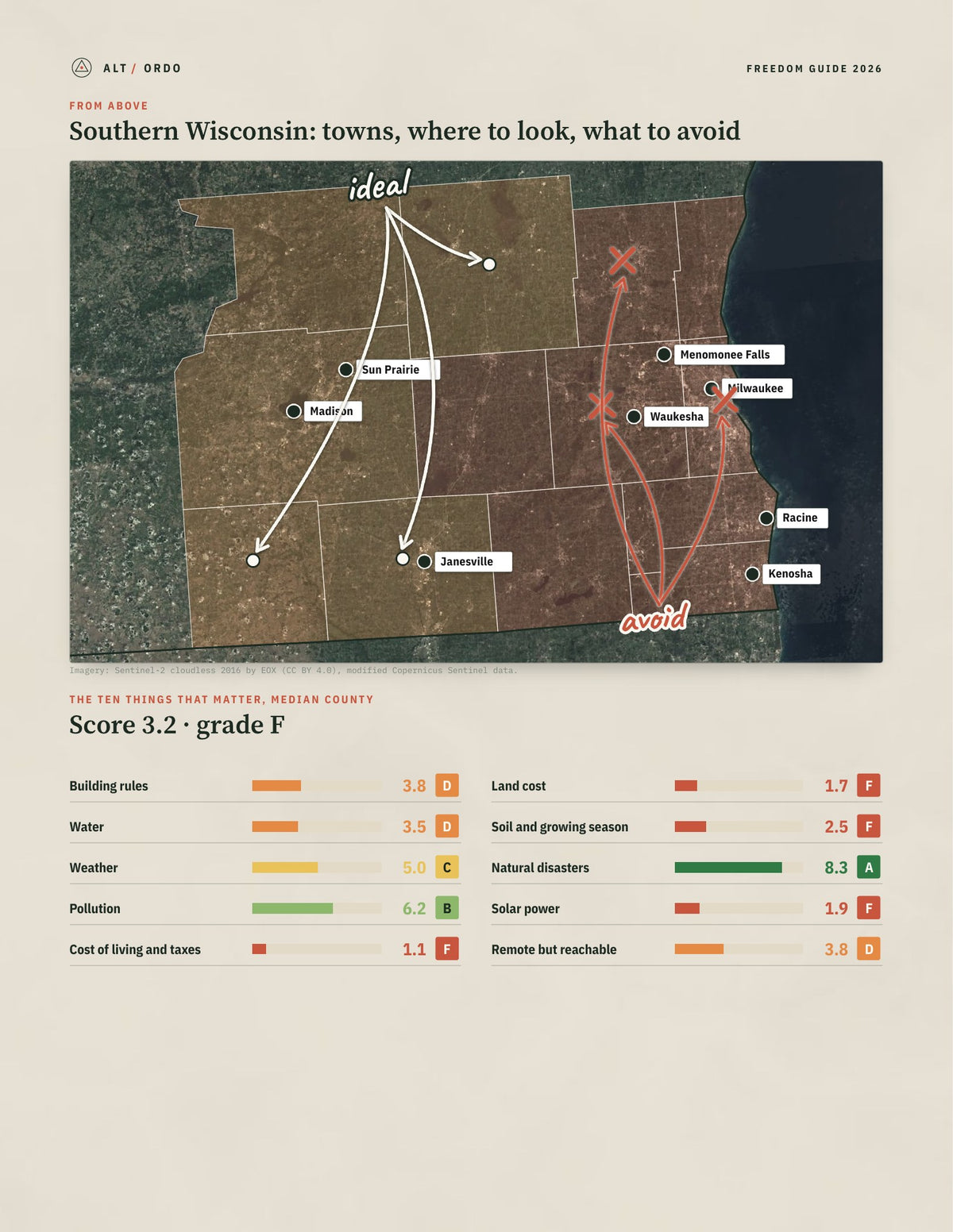 Southern Wisconsin, Wisconsin Off-Grid Guide 2026: 13 Counties Rated from above