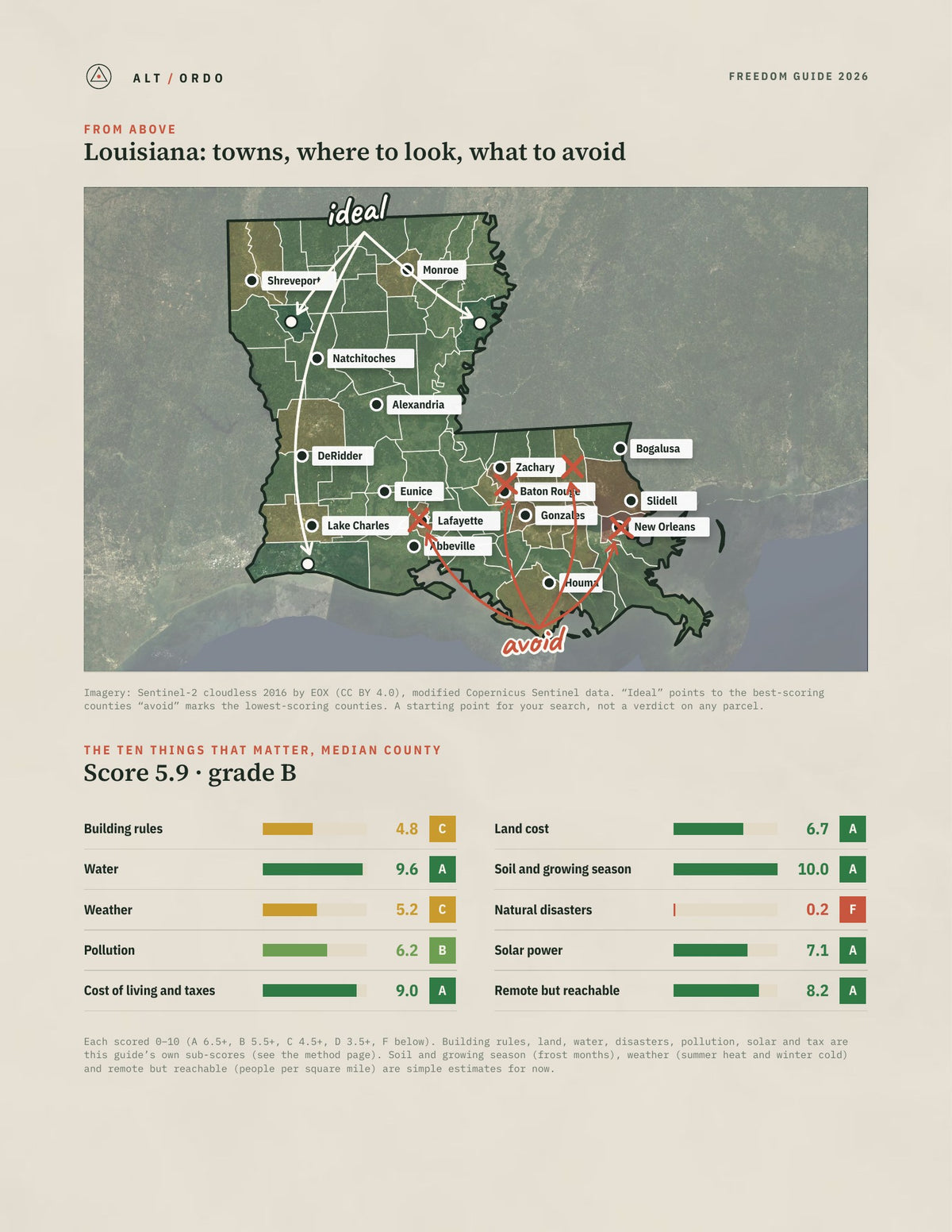 Louisiana Off-Grid Guide 2026: All 64 Counties from above