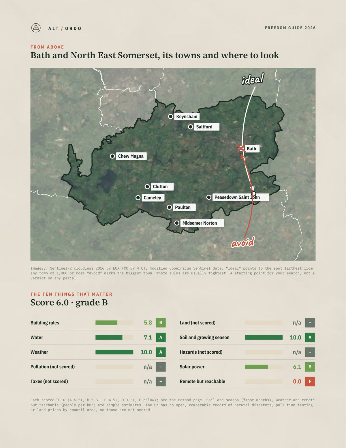 Bath and North East Somerset, England Off-Grid Guide 2026 from above