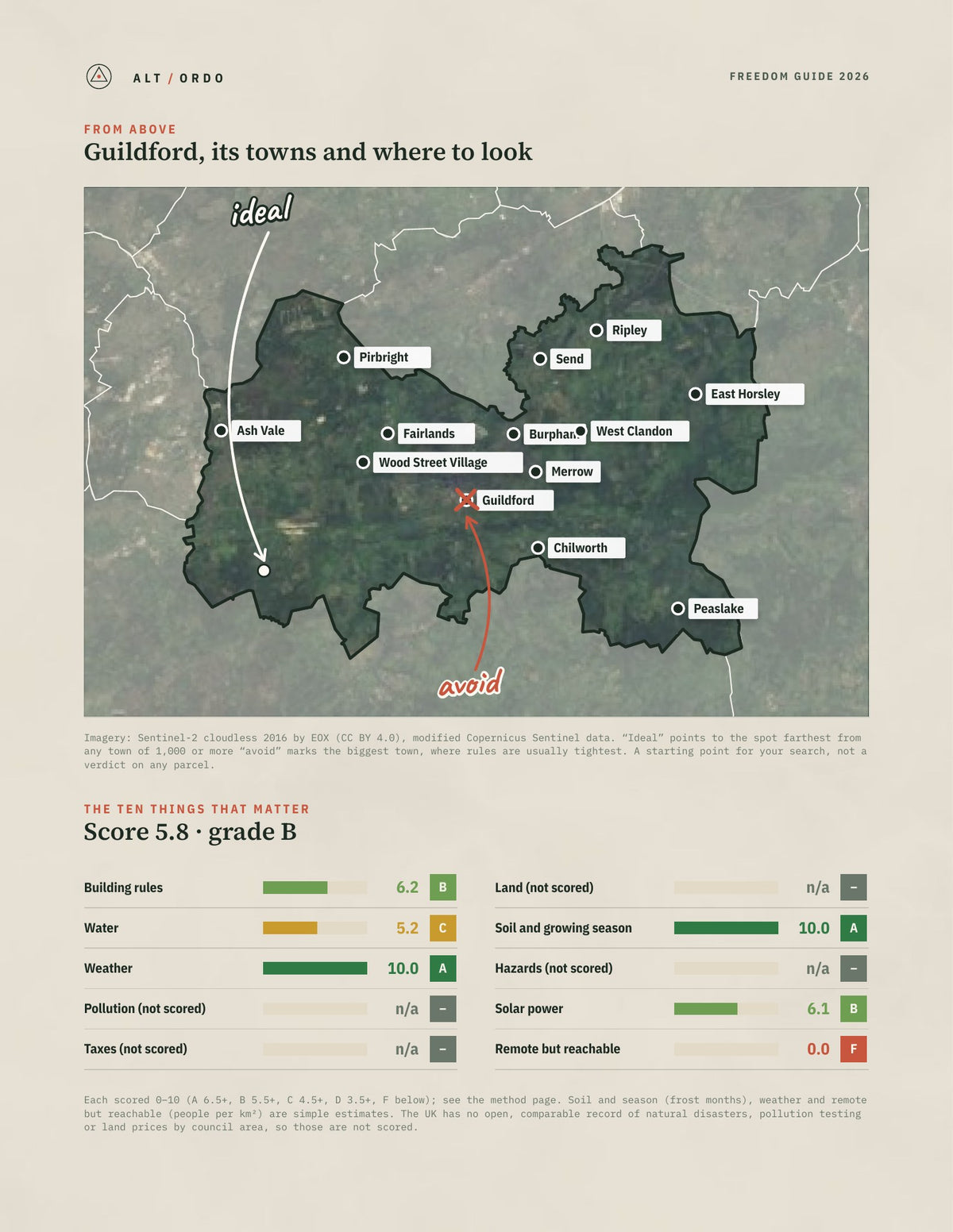 Guildford, England Off-Grid Guide 2026 from above