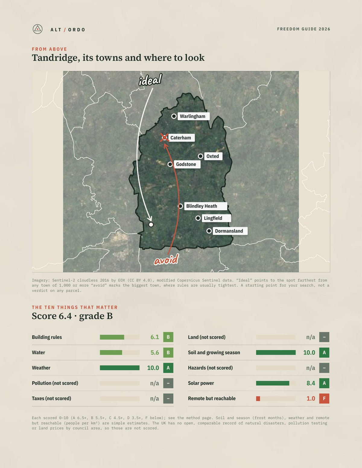 Tandridge, England Off-Grid Guide 2026 from above