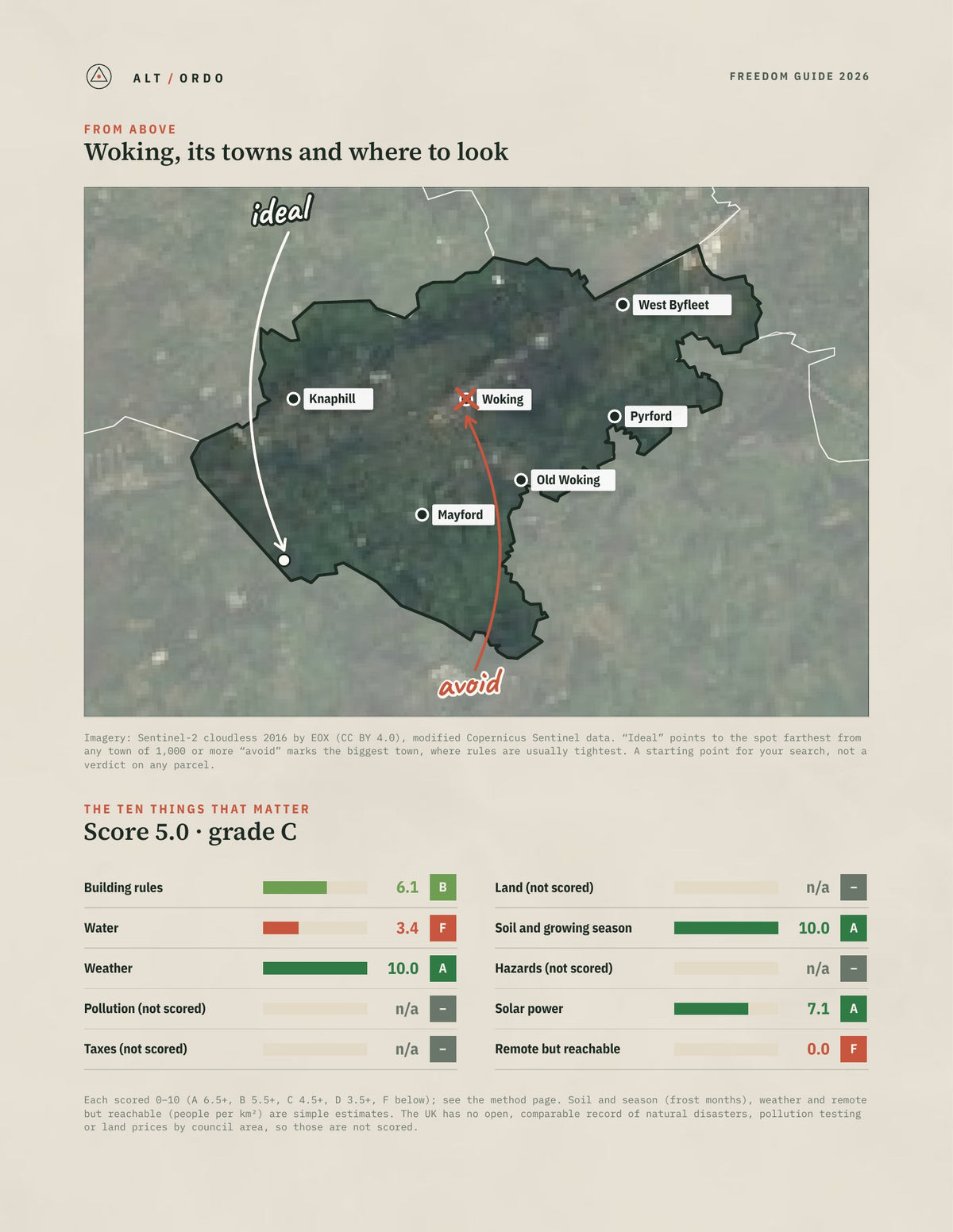 Woking, England Off-Grid Guide 2026 from above