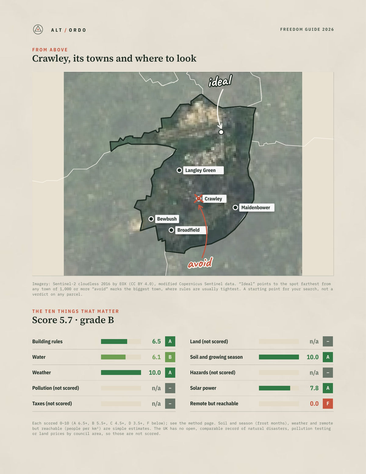 Crawley, England Off-Grid Guide 2026 from above